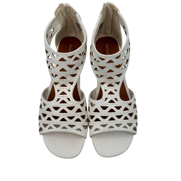 Baretraps Womens White Laser Cut Open-Toe Sandals Zipper Block Heels Size 10 - Picture 2 of 12